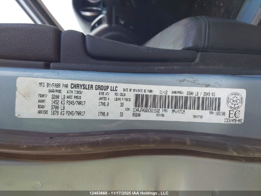 2013 Jeep Grand Cherokee Laredo VIN: 1C4RJFAG6DC611562 Lot: 12453668