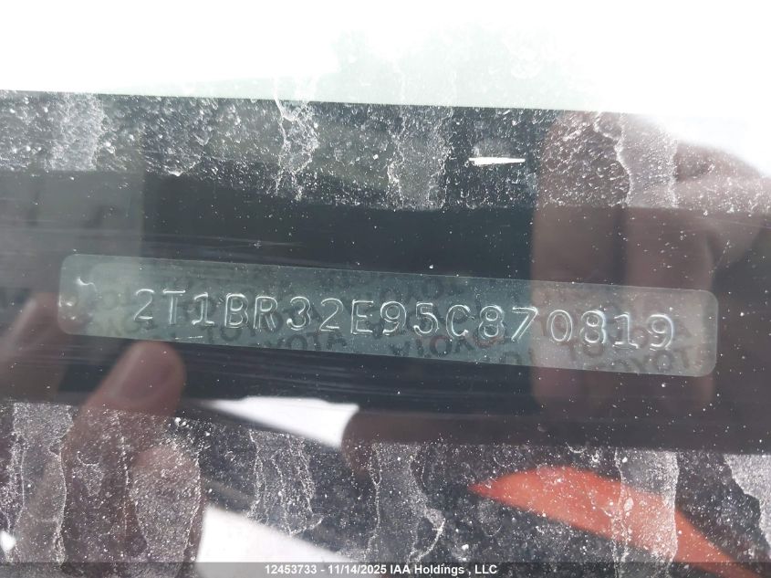 2005 Toyota Corolla Ce/Le/Sport VIN: 2T1BR32E95C870819 Lot: 12453733