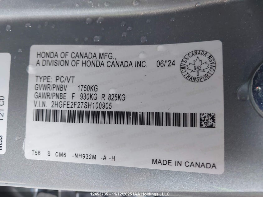2HGFE2F27SH100905 2025 HONDA CIVIC photo no. 9