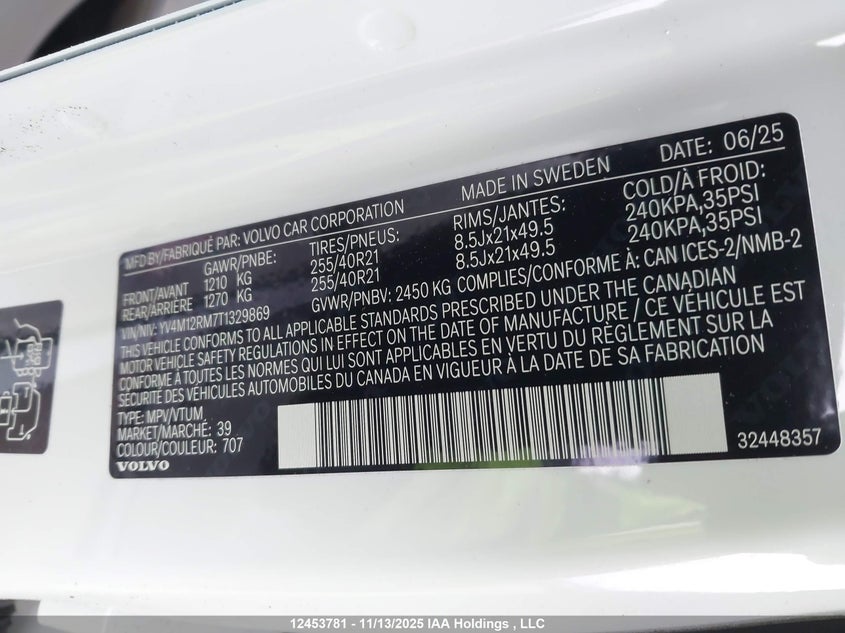 2026 Volvo Xc60 B5 Ultra Dark Theme VIN: YV4M12RM7T1329869 Lot: 12453781