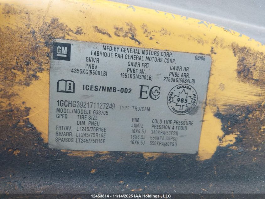 2007 Chevrolet Express G3500 VIN: 1GCHG392171127249 Lot: 12453814
