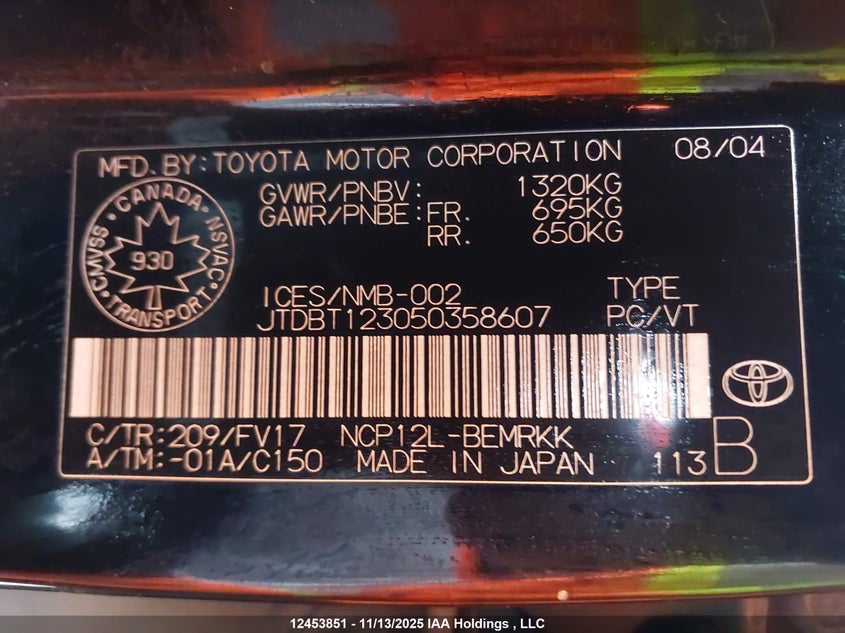 JTDBT123050358607 2005 TOYOTA ECHO photo no. 18