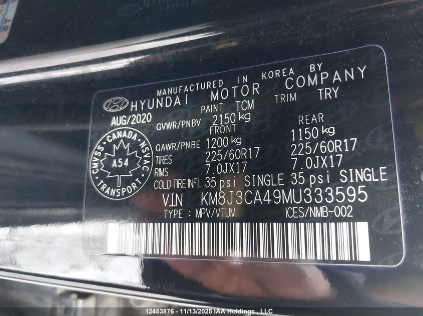 KM8J3CA49MU333595 2021 HYUNDAI TUCSON photo no. 9