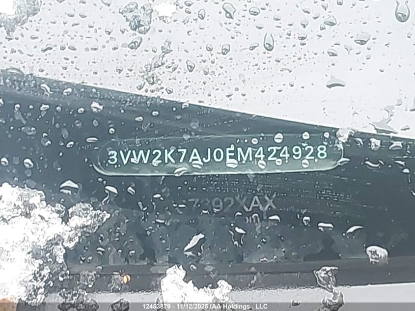 2014 Volkswagen Jetta VIN: 3VW2K7AJ0EM424928 Lot: 12453879