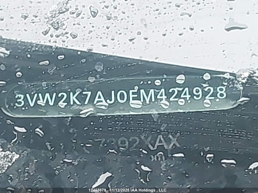 2014 Volkswagen Jetta VIN: 3VW2K7AJ0EM424928 Lot: 12453879