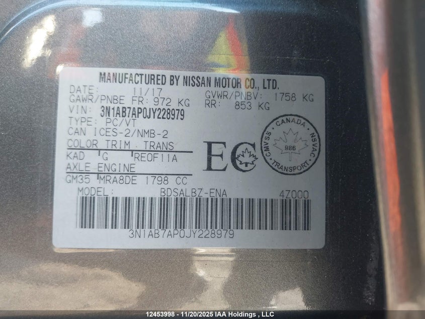 3N1AB7AP0JY228979 2018 NISSAN SENTRA photo no. 9