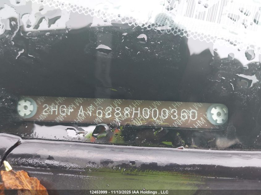 2008 Honda Civic Dx VIN: 2HGFA16288H000360 Lot: 12453999