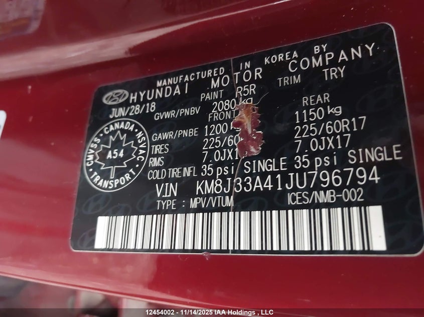 KM8J33A41JU796794 2018 HYUNDAI TUCSON photo no. 9