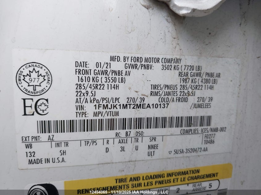 1FMJK1MT2MEA10137 2021 FORD EXPEDITION photo no. 19