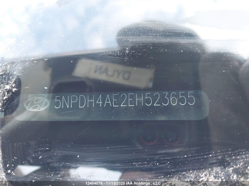 2014 Hyundai Elantra Se/Sport/Limited VIN: 5NPDH4AE2EH523655 Lot: 12454075