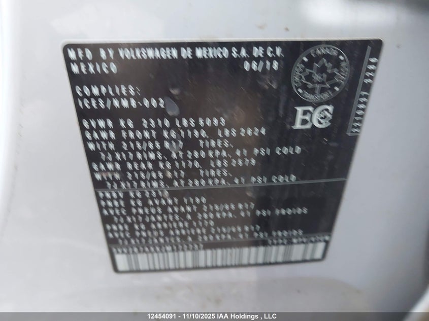 2018 Volkswagen Tiguan Tsi VIN: 3VV2B7AXXJM172737 Lot: 12454091