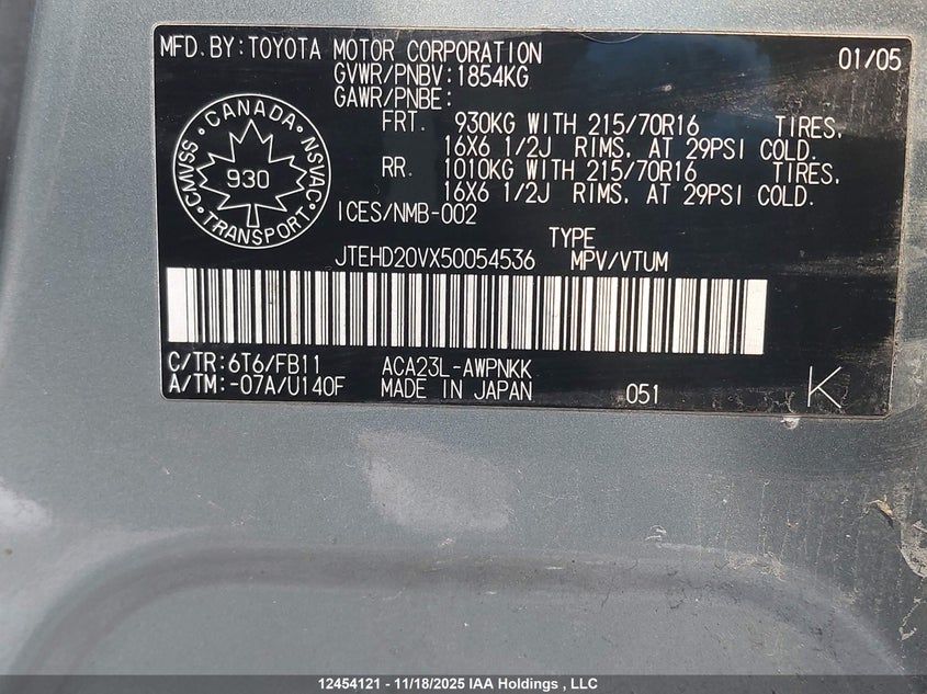 JTEHD20VX50054536 2005 TOYOTA RAV 4 photo no. 9
