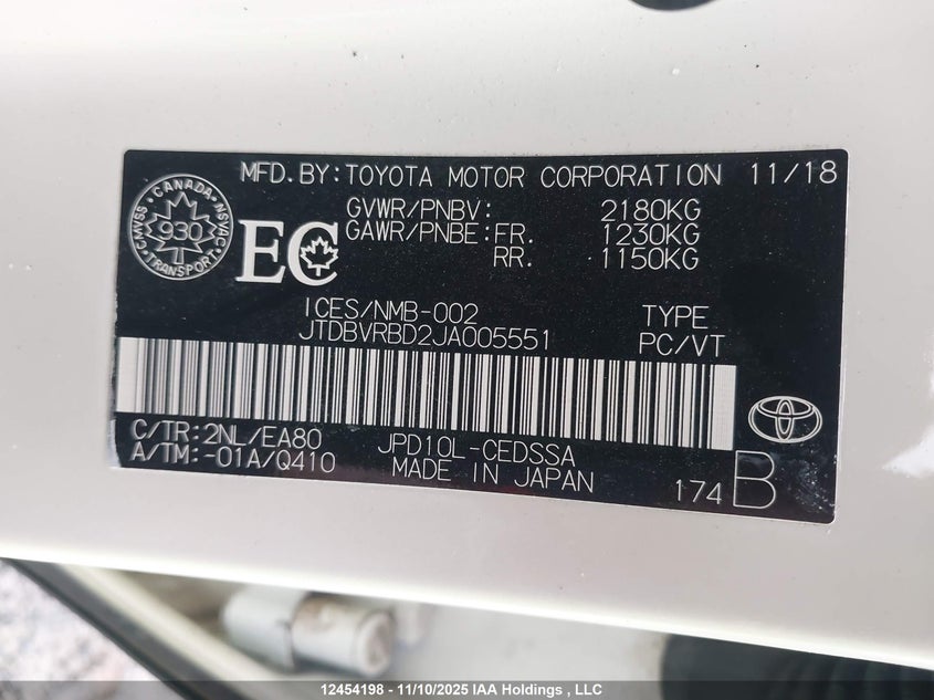 JTDBVRBD2JA005551 2018 TOYOTA MIRAI photo no. 9