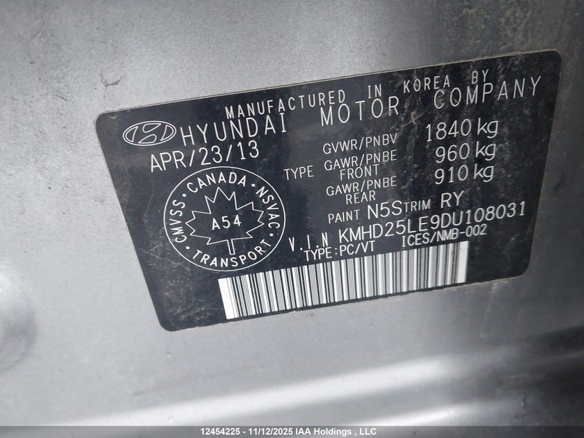 KMHD25LE9DU108031 2013 HYUNDAI ELANTRA photo no. 19