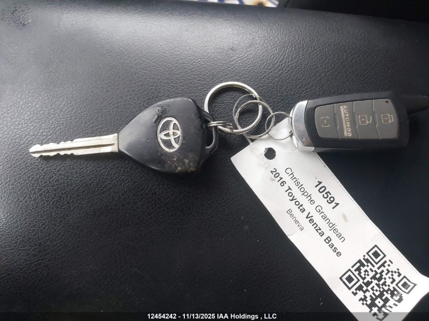 2016 Toyota Venza Base V6 VIN: 4T3BK3BB4GU122658 Lot: 12454242