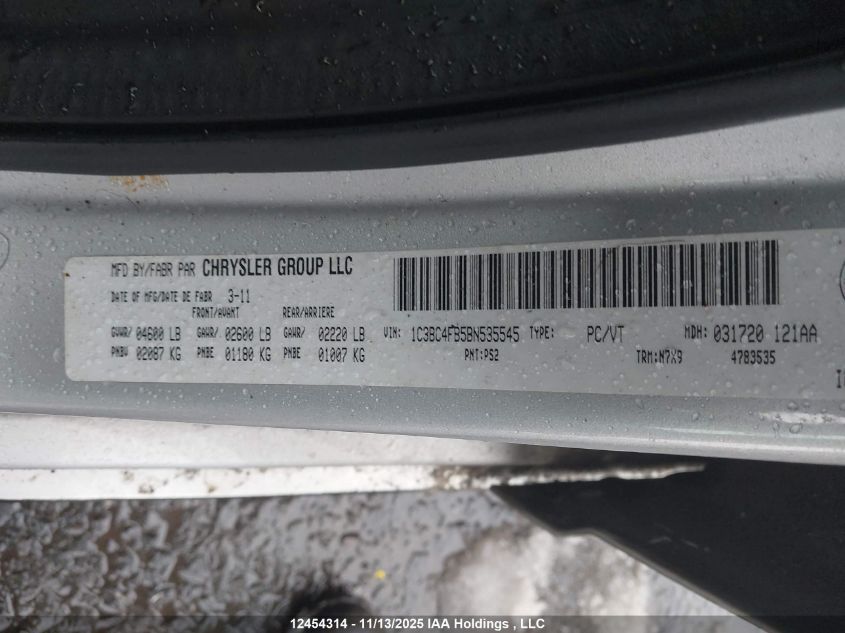 2011 Chrysler 200 Lx VIN: 1C3BC4FB5BN535545 Lot: 12454314