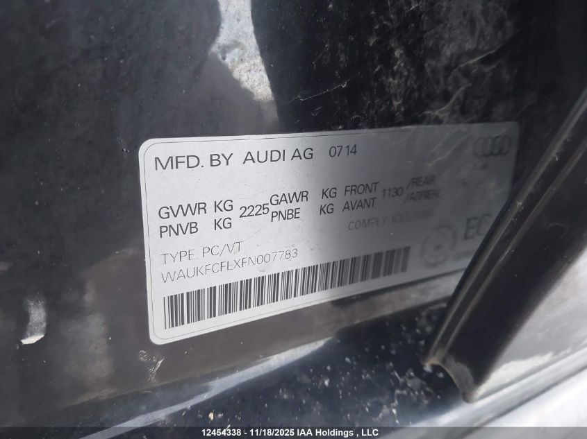 2015 Audi A4 2.0T Technik Plus VIN: WAUKFCFLXFN007783 Lot: 12454338