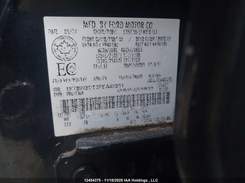 2015 Ford F-350 Lariat VIN: 1FT8W3DT2FEA48991 Lot: 12454375