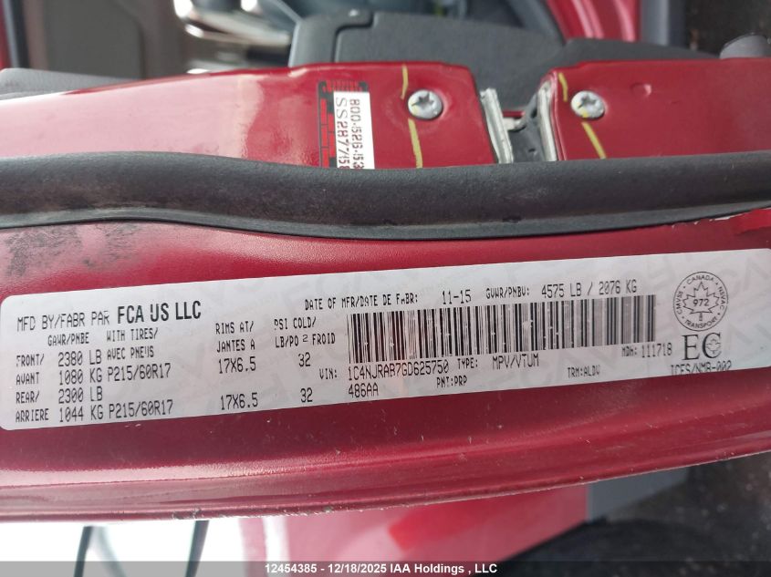 2016 Jeep Patriot Sport/North VIN: 1C4NJRAB7GD625750 Lot: 12454385