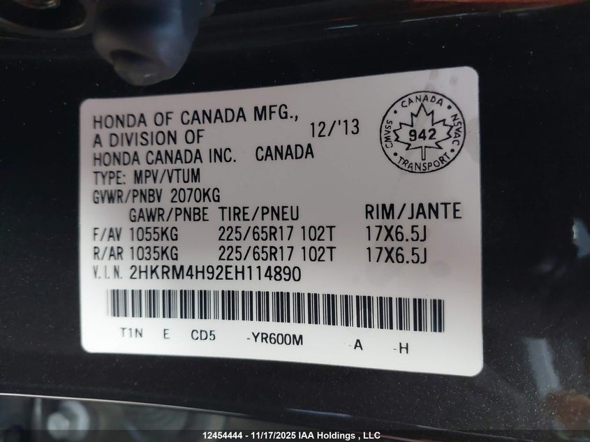 2HKRM4H92EH114890 2014 HONDA CR-V photo no. 9
