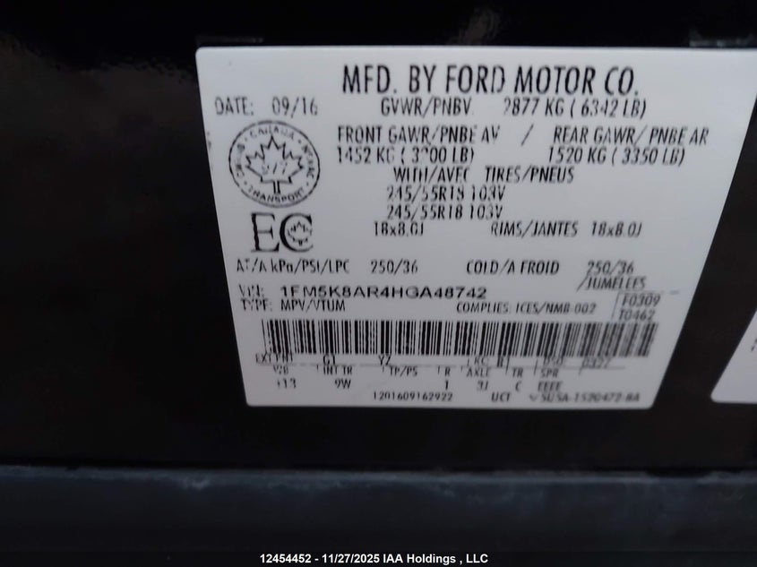 1FM5K8AR4HGA48742 2017 FORD  photo no. 9