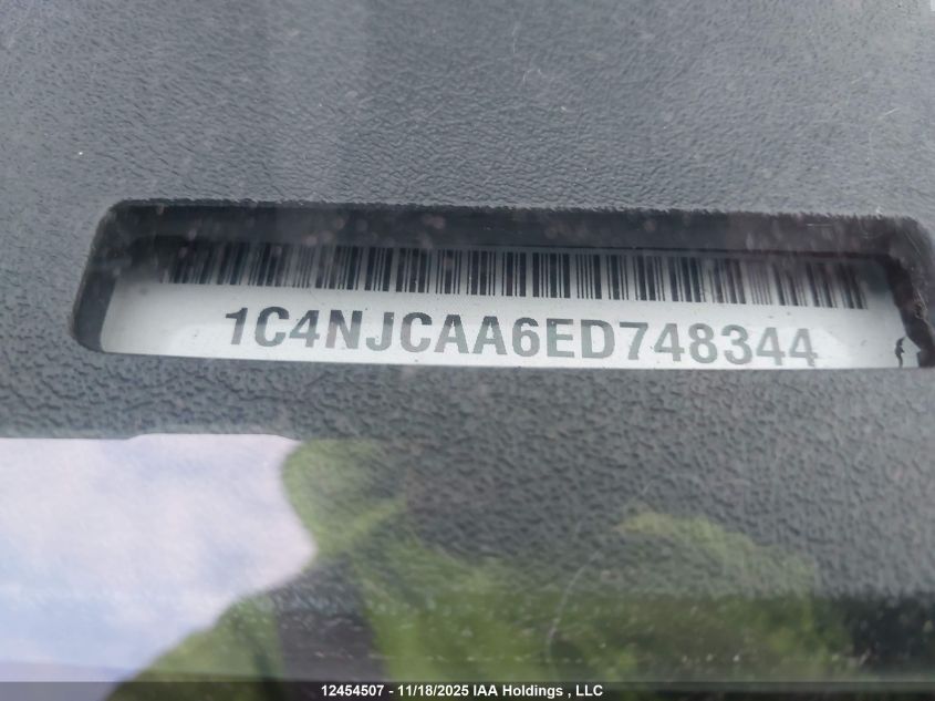 2014 Jeep Compass Sport/North VIN: 1C4NJCAA6ED748344 Lot: 12454507