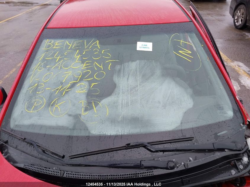 2016 Hyundai Accent Le VIN: KMHCT4AE6GU067920 Lot: 12454535