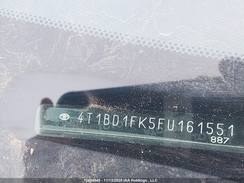 2015 Toyota Camry Hybrid Le VIN: 4T1BD1FK5FU161551 Lot: 12454545