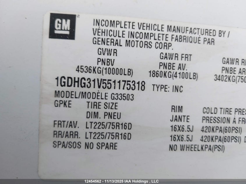 1GDHG31V551175318 2005 GMC SAVANA photo no. 9