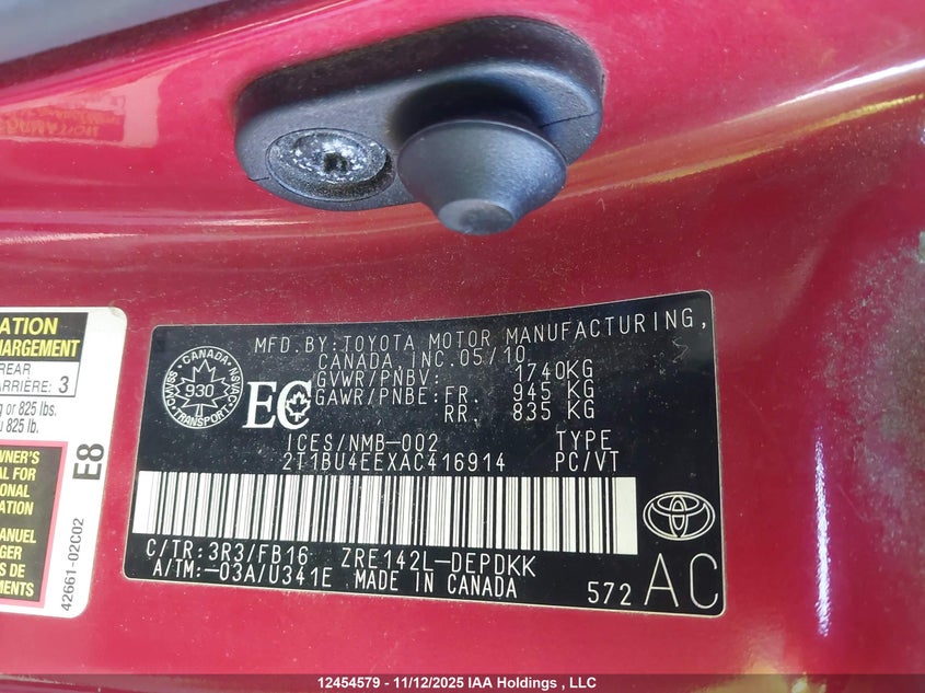 2010 Toyota Corolla Ce VIN: 2T1BU4EEXAC416914 Lot: 12454579