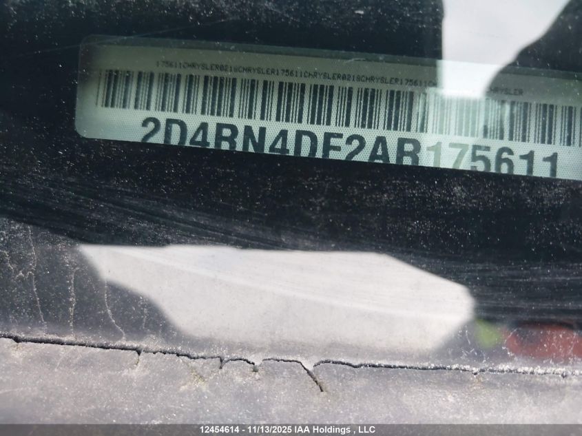 2010 Dodge Caravan VIN: 2D4RN4DE2AR175611 Lot: 12454614