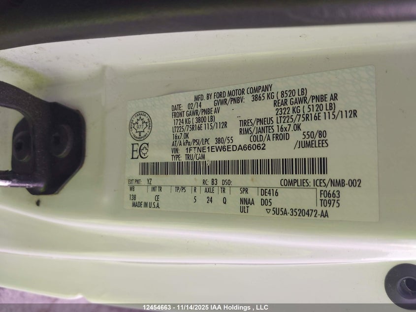 1FTNE1EW6EDA66062 2014 FORD ECONOLINE photo no. 9