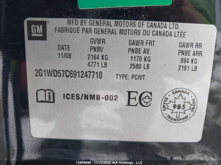 2009 Chevrolet Impala Ss VIN: 2G1WD57C691247710 Lot: 12454698