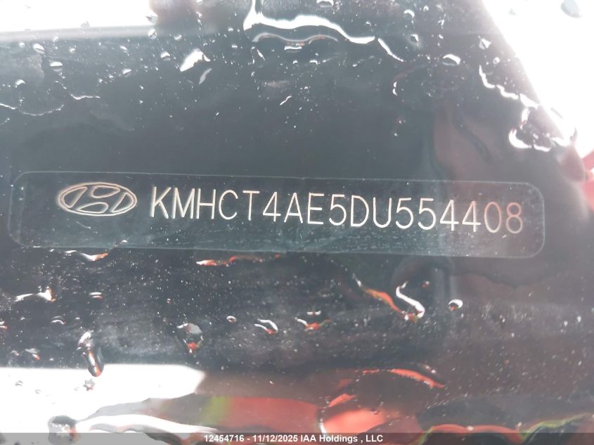 2013 Hyundai Accent Gls/Gs VIN: KMHCT4AE5DU554408 Lot: 12454716