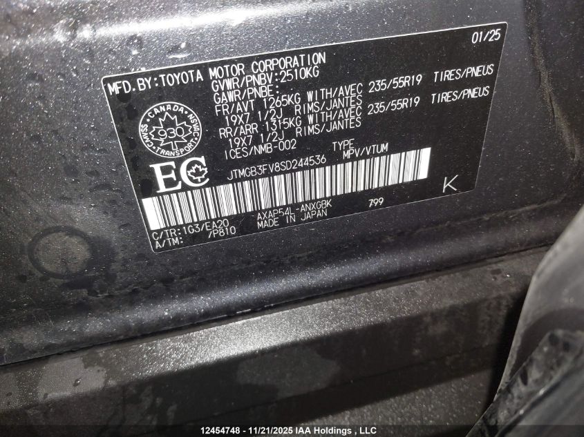 2025 Toyota Rav4 Plug-In Hybrid Xse VIN: JTMGB3FV8SD244536 Lot: 12454748