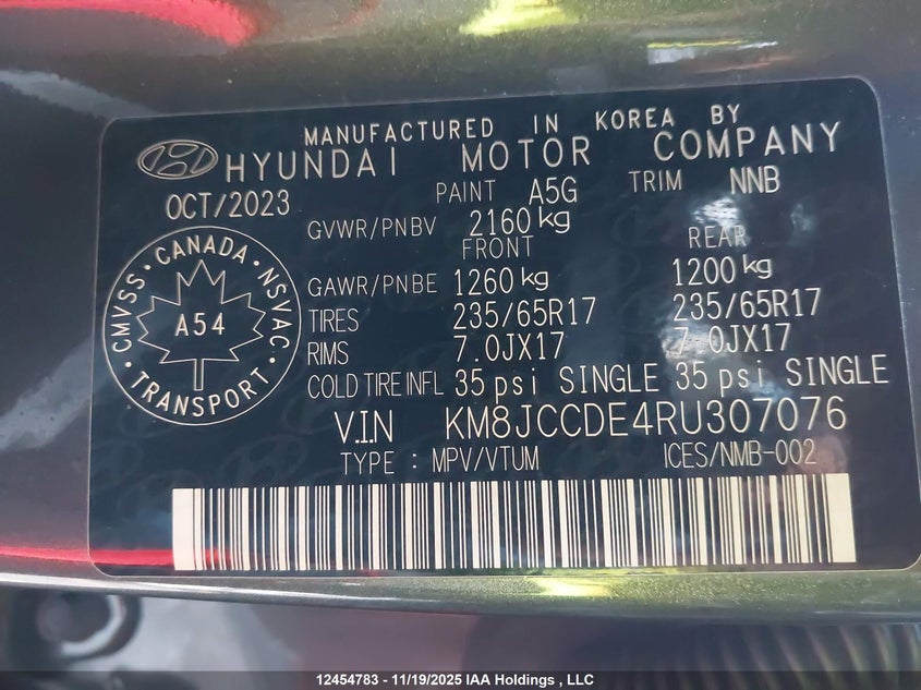KM8JCCDE4RU307076 2024 HYUNDAI TUCSON photo no. 9