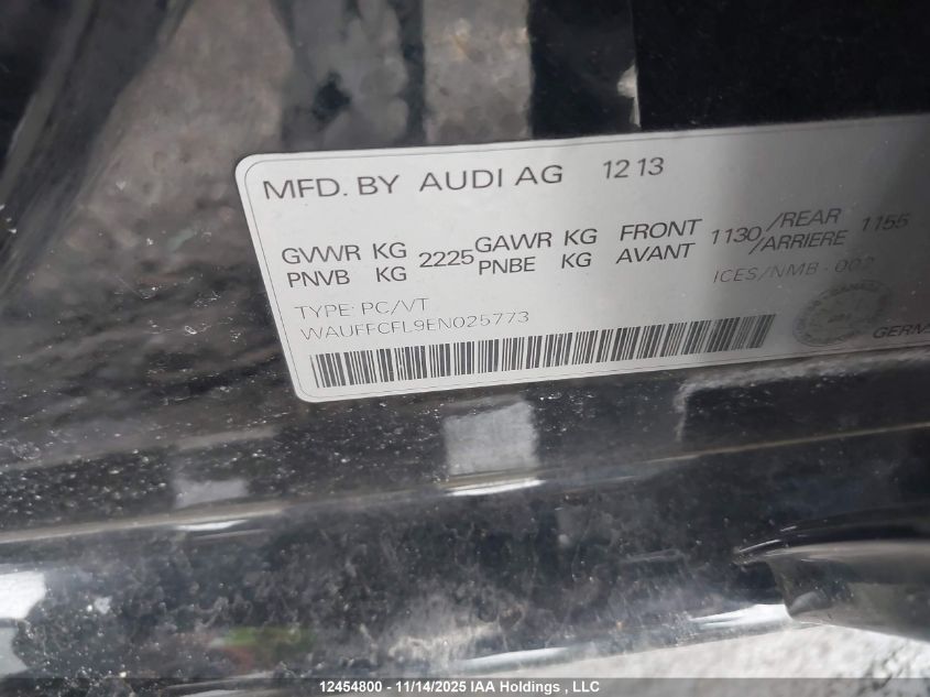 2014 Audi A4 Premium Plus VIN: WAUFFCFL9EN025773 Lot: 12454800