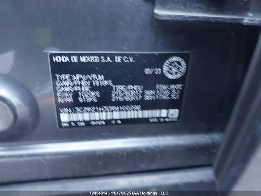 3CZRZ1H30RM100296 2024 HONDA HR-V photo no. 9