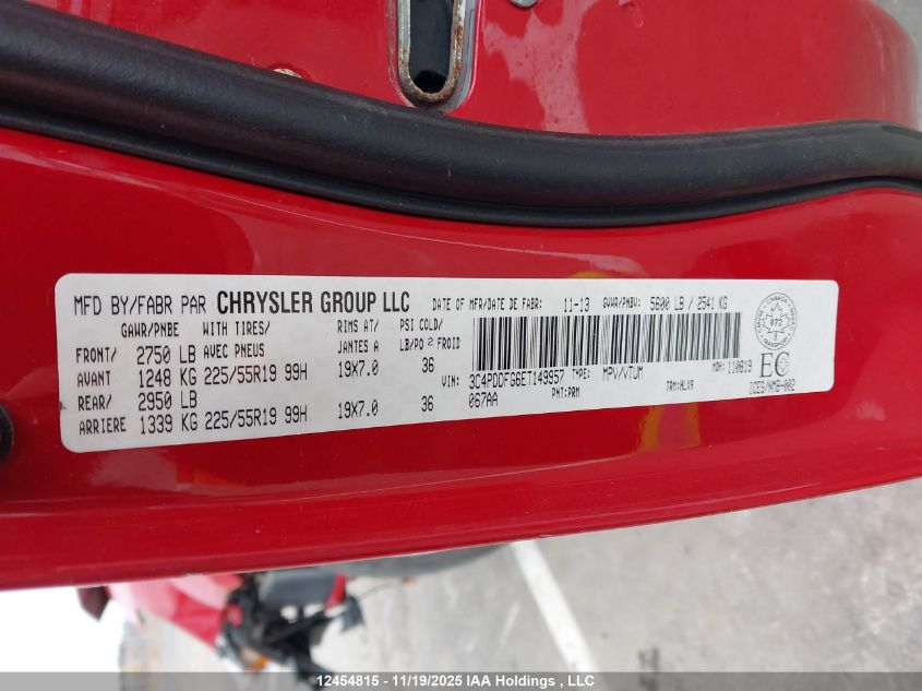 2014 Dodge Journey VIN: 3C4PDDFG6ET149957 Lot: 12454815