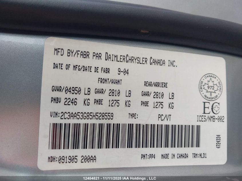 2005 Chrysler 300 VIN: 2C3AA53G85H528559 Lot: 12454821