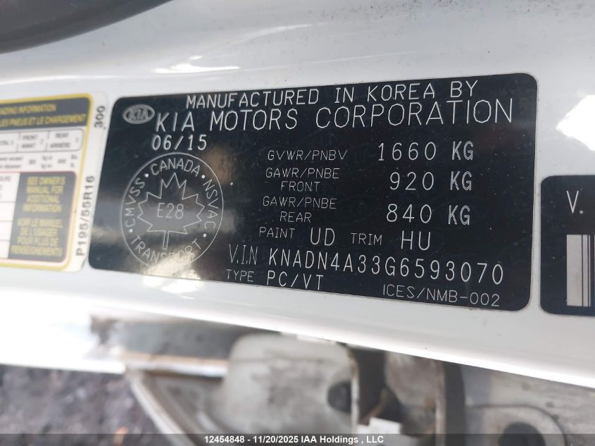2016 Kia Rio Ex/Sx VIN: KNADN4A33G6593070 Lot: 12454848