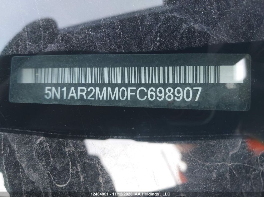 2015 Nissan Pathfinder Platinum/S/Sl/Sv VIN: 5N1AR2MM0FC698907 Lot: 12454851