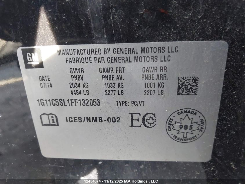 2015 Chevrolet Malibu 1Lt VIN: 1G11C5SL1FF132053 Lot: 12454874