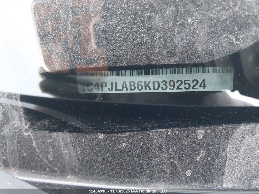 2019 Jeep Cherokee Sport VIN: 1C4PJLAB6KD392524 Lot: 12454916