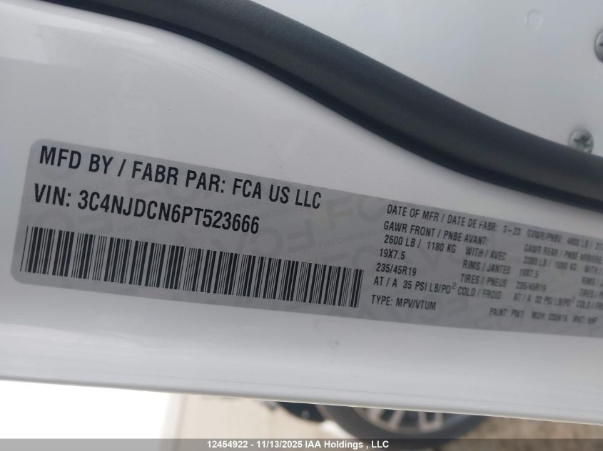 2023 Jeep Compass Limited VIN: 3C4NJDCN6PT523666 Lot: 12454922