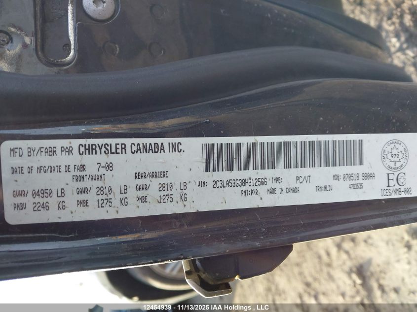 2008 Chrysler 300 Touring VIN: 2C3LA53G38H312566 Lot: 12454939