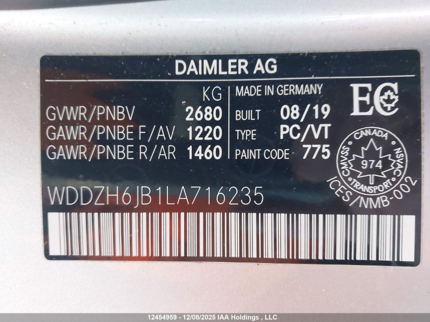 2020 Mercedes-Benz E 450 4Matic VIN: WDDZH6JB1LA716235 Lot: 12454959