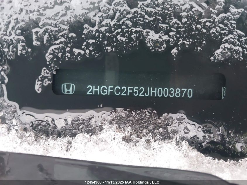 2018 Honda Civic Lx VIN: 2HGFC2F52JH003870 Lot: 12454968