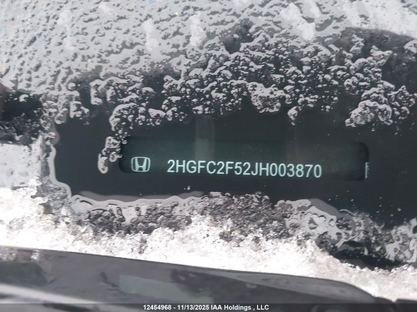 2018 Honda Civic Lx VIN: 2HGFC2F52JH003870 Lot: 12454968
