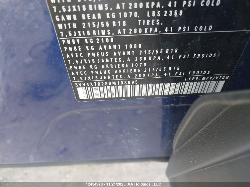 2024 Volkswagen Taos Highline VIN: 3VV4X7B28RM108995 Lot: 12454970